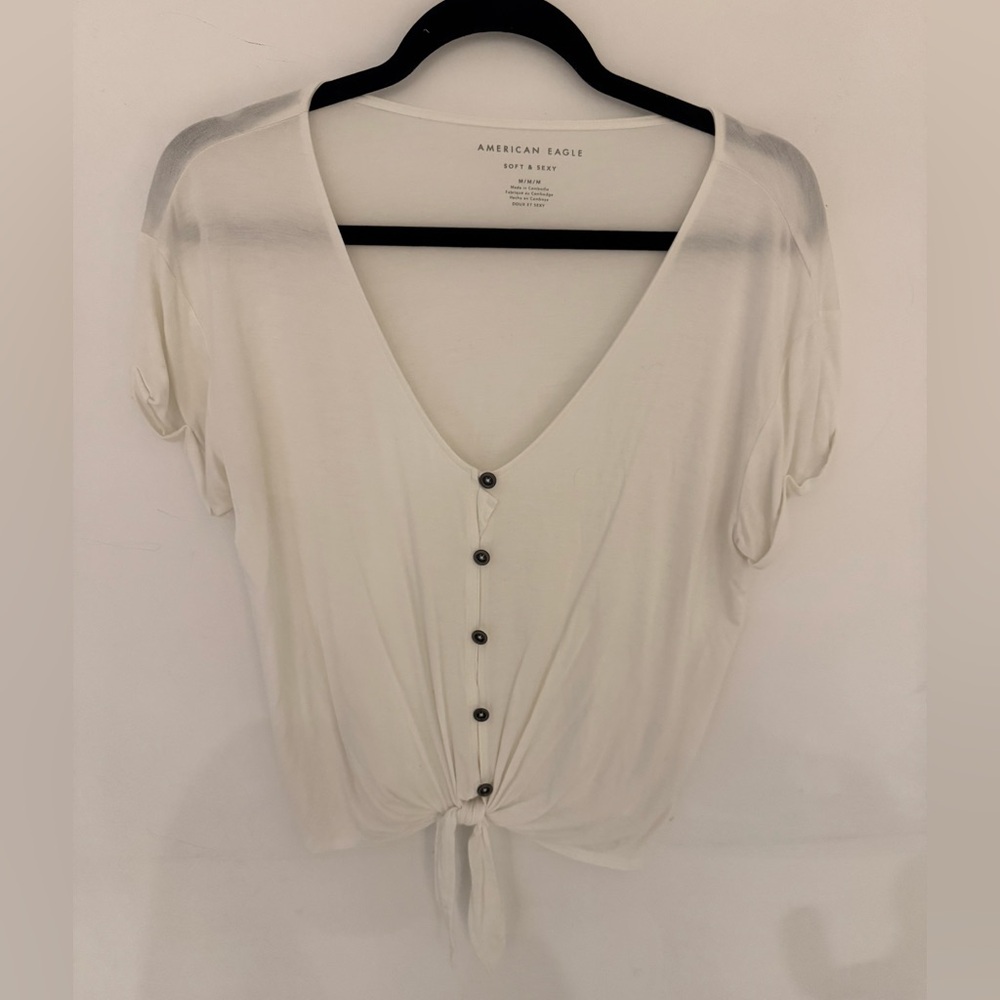 American Eagle Outfitters Cream Button-Down Top